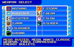 List of weapons in the Mega Man 1 tab