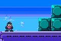 Mega Man using Remote Mine to destroy MM11 Brick Blocks.
